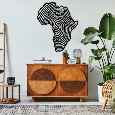 Africa Metal Wall Decor Art, Fingerprint Metal Wall Map, African Map Wall Decor, Housewarming Gift, Living Room Decor, Above Bed Decor, Wall Hanging, Black Large Wall Art (27.55"x23"/ 70x58.3cm)