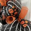 Happy Halloween Wood Pumpkin Handmade Deco Mesh Wreath. Available in 24 inch and 28 inch diameters view 4