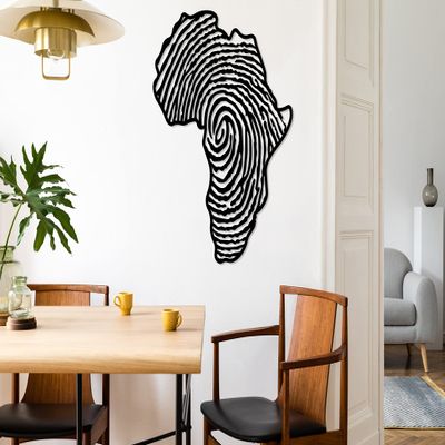Africa Metal Wall Decor Art, Fingerprint Metal Wall Map, African Map Wall Decor, Housewarming Gift, Living Room Decor, Above Bed Decor, Wall Hanging, Black Large Wall Art (31.5"x26.2"/80x66.6cm)