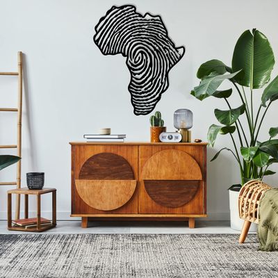 Africa Metal Wall Decor Art, Fingerprint Metal Wall Map, African Map Wall Decor, Housewarming Gift, Living Room Decor, Above Bed Decor, Wall Hanging, Black Large Wall Art (19.7"x16.4"/50x41.6cm)
