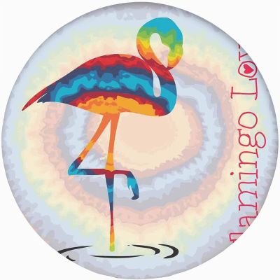 Flamingo Round Fitted Tablecloth Cover,Single Flamingo Rainbow Colors Tie Dye Background Print Elastic Edged Polyester Fitted Table Cover, xLarge,Fit Round Tables up 59"-63" Diameter, for Party Dining