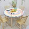 Flamingo Round Fitted Tablecloth Cover,Single Flamingo Rainbow Colors Tie Dye Background Print Elastic Edged Polyester Fitted Table Cover, xLarge,Fit Round Tables up 59"-63" Diameter, for Party Dining view 2