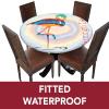 Flamingo Round Fitted Tablecloth Cover,Single Flamingo Rainbow Colors Tie Dye Background Print Elastic Edged Polyester Fitted Table Cover, xLarge,Fit Round Tables up 59"-63" Diameter, for Party Dining view 3