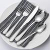 20 Piece Silverware Set for 4 Durable Stainless Steel Flatware Sets With Check Pattern Home Kitchen Wedding Restaurant Cutlery Utensils Forks and Spoons Knifes Delicate Tableware Set view 1
