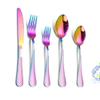 20 Piece Rainbow Silverware Set for 4 Durable Stainless Steel Flatware Sets With Check Pattern Home Kitchen Wedding Restaurant Cutlery Utensils Forks and Spoons Knifes Delicate Tableware Set view 1