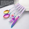 20 Piece Rainbow Silverware Set for 4 Durable Stainless Steel Flatware Sets With Check Pattern Home Kitchen Wedding Restaurant Cutlery Utensils Forks and Spoons Knifes Delicate Tableware Set view 3