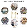 20 Piece Rose Gold Silverware Set for 4 Durable Stainless Steel Flatware Sets With Check Pattern Home Kitchen Wedding Restaurant Cutlery Utensils Forks and Spoons Knifes Delicate Tableware Set view 4