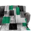 Abstract Geometric Emerald Green Black Grey Art Blankets, Flannel Fleece Lightweight Comfort Bed Throws Modern Bedcover All Season Use for Bedroom/Living Room/Office/Travel/Camping 50"x60" view 2