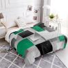 Abstract Geometric Emerald Green Black Grey Art Blankets, Flannel Fleece Lightweight Comfort Bed Throws Modern Bedcover All Season Use for Bedroom/Living Room/Office/Travel/Camping 50"x60" view 3