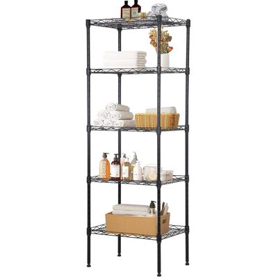 5 Wire Shelving Unit Adjustable Storage Shelf Metal Storage Rack with Leveling Feet for Closet Laundry Pantry Kitchen Garage 750 LBS Capacity 16.7" L11.8" W47.6" H, Black