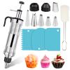 Dessert Decorating Syringe Set Frosting Piping Kit Stainless Steels Cake Decorating Tool 6 Russian Piping Icing Nozzles Cream Scraper Cupcake Frosting Filling Injector Cake Icing Tools view 1