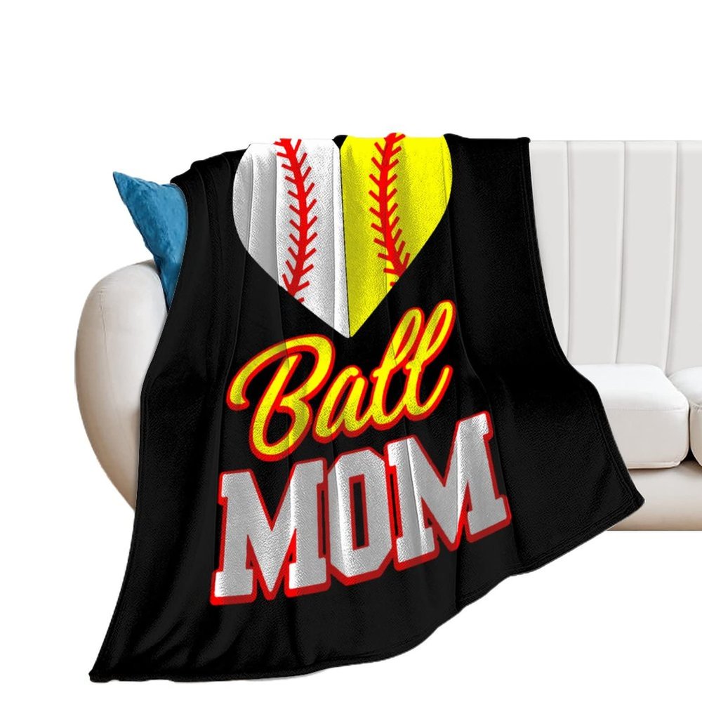 Funny Ball Mom Softball Baseball Lightweight Throw Blanket Warm Soft Blankets and Throws for Sofa Bed Chair 50"x60"