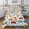 Feelyou Construction Bedspread Kids Cartoon Dinosaur Quilted Coverlet for Boys Equipment Trucks Coverlet Set Construction Vehicles Kawaii Jungle Dino Quilted Room Decor Queen Size view 2