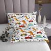 Feelyou Construction Bedspread Kids Cartoon Dinosaur Quilted Coverlet for Boys Equipment Trucks Coverlet Set Construction Vehicles Kawaii Jungle Dino Quilted Room Decor Queen Size view 4