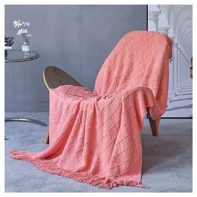 Blanket Queen Size Chunky Knit Blanket for Bed Home Decorative Throws Industrial Style Tapestry Travel Pillows (Color : Diamond Pink, Size : 130x230cm)