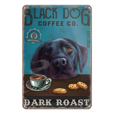 Gnelde Retro Metal Sign Labrador Retriever Dog Dark Roast Rustic Decor Vintage Tin Sign Home Kitchen Bar Cafe Club Cave Wall Decor Dog Tin Sign 8x12 Inch