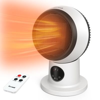 Space Heater Fan Combo, 1500W 2S Fast Heating Electric Ceramic Heater with Remote, Timer, 60 Oscillating, 90 Tilt, Overheating and Tip-Over Protection, Portable Small Desk Heater