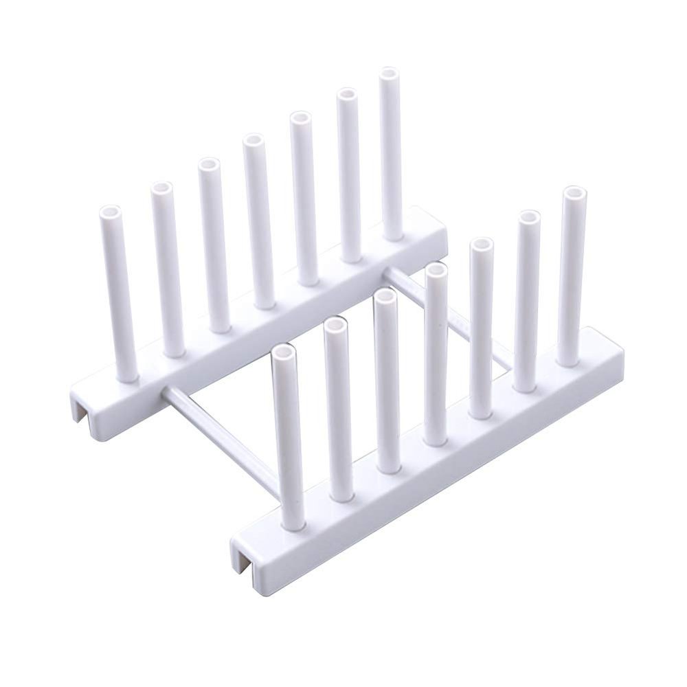 LIZEALUCKY Plastic Dish Plate Holder Bowl Cup Book Pot Lid Cutting Board Drying Rack Stand Drainer Storage Holder Organizer Kitchen Cabinet(White)