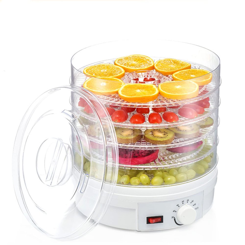 Food Dehydrator 5 Tier  Fruit Dryer 350W with Adjustable Temperature Control from 35-70C, Removable Trays, for Jerky, Meat, Fruit, Vegetables and Healthy Snacks
