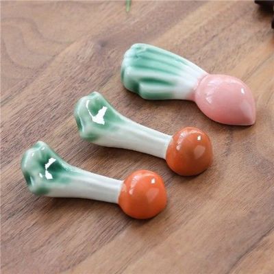 qbodp Vegetable Radish Chopstick Rests Set of 3,Japanese Style Ceramic Chopsticks Holder for Spoon Fork Chopsticks,Home Dining Table Decor Crafts Ornaments