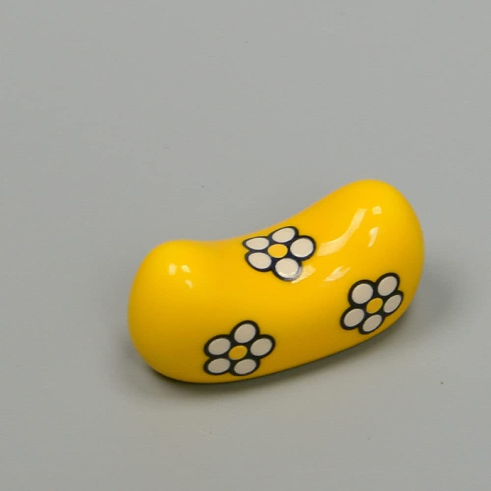 qbodp Chopstick Rests Set of 4,Cute Flower Pattern,Japanese Style Ceramic Chopsticks Holder for Spoon Fork Chopsticks,Home Dining Table Decor Crafts Ornaments,Yellow