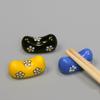 qbodp Chopstick Rests Set of 4,Cute Flower Pattern,Japanese Style Ceramic Chopsticks Holder for Spoon Fork Chopsticks,Home Dining Table Decor Crafts Ornaments,Yellow view 2