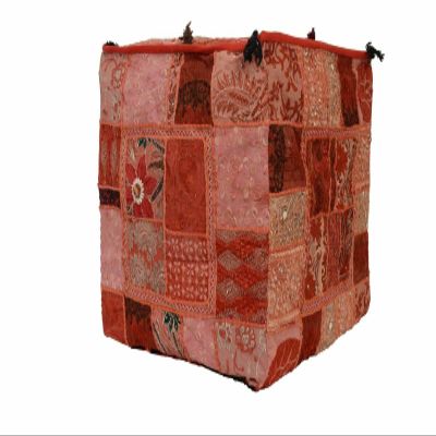 22" Rajasthani Handmade Vintage Home Decor Desginer Kambari Square Pouf