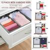 12 Pack Drawer Organizers for Clothing, Foldable Clothes Storage Box Closet Dresser Drawer Organizers Dividers, Bedroom Organization Fabric Bins for Baby Clothes Underwear Sock Bra Ties (Grey) view 3