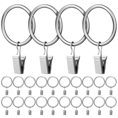 Healifty Metal Curtain Rings with Clips 24pcs Curtain Hangers Clips Drapery Clips with Rings Inner Diameter 32mm for Art Craft Display Garden Courtyards Decoration