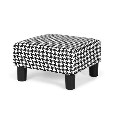 Edeco Small Square Footstool Ottoman Modern Fabric Footrest Stool for Living Room Bedroom, Plaid