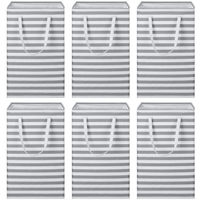 6 Pcs Laundry Hamper 75L Large Collapsible Laundry Baskets Tall Freestanding Waterproof Clothes Hamper Organizer with Easy Carry Handles for Clothes Storage Family Dorm(Gray, White)