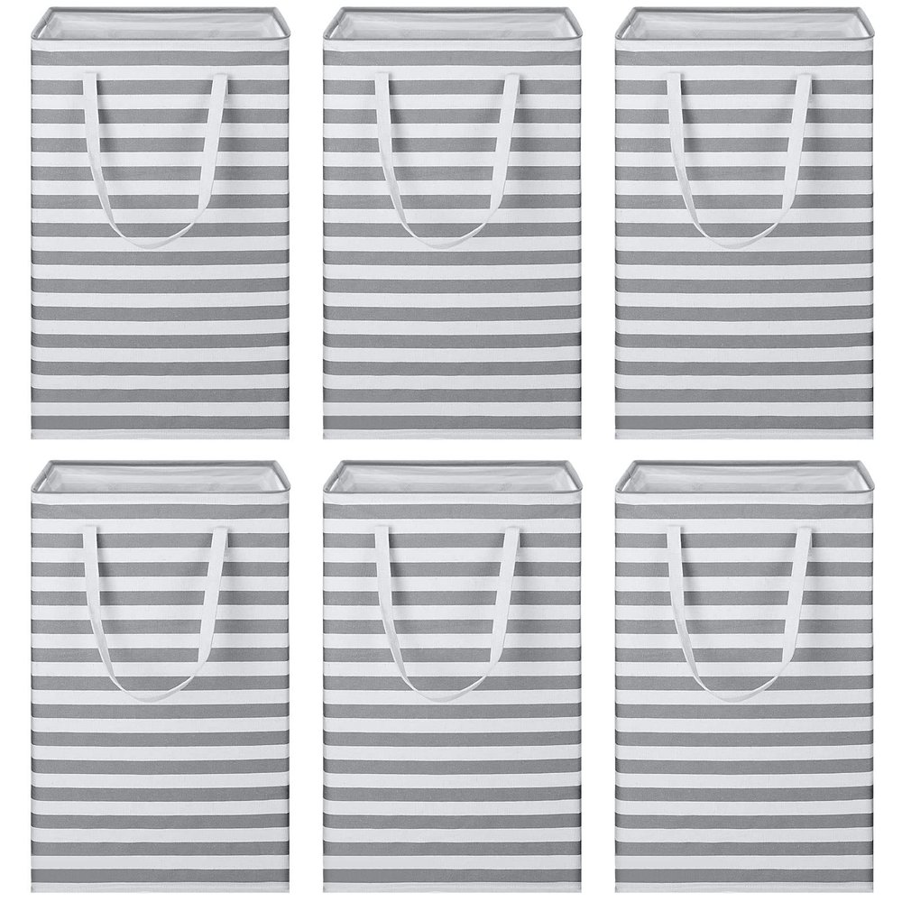 6 Pcs Laundry Hamper 75L Large Collapsible Laundry Baskets Tall Freestanding Waterproof Clothes Hamper Organizer with Easy Carry Handles for Clothes Storage Family Dorm(Gray, White)