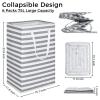 6 Pcs Laundry Hamper 75L Large Collapsible Laundry Baskets Tall Freestanding Waterproof Clothes Hamper Organizer with Easy Carry Handles for Clothes Storage Family Dorm(Gray, White) view 2