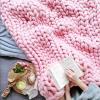 MHUQIA Chunky Knit Blanket Chenille Throw 24x24in, Knitted Throw Blanket for Sofa, Warm Soft Cozy for Sofa Bed Home Decor 100% Hand Made Stylish & Cosy Throw Blanket view 4