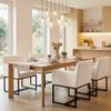 VESCASA Linen Upholstered Dining Chairs with Arms Set of 4, Mid Century Modern Padded Kitchen Chairs with Black Metal Frame for Restaurant, Dining Room, Cream view 1