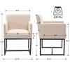 VESCASA Linen Upholstered Dining Chairs with Arms Set of 4, Mid Century Modern Padded Kitchen Chairs with Black Metal Frame for Restaurant, Dining Room, Cream view 2