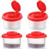 4 Pcs Salt and Pepper Shakers Set Mini Plastic Pepper Shaker with Lid Damp Proof Popcorn Containers Clear Spice Jars Salt Shaker for Travel Camping Picnic Lunch Dining Kitchen (Red, Small) view 1