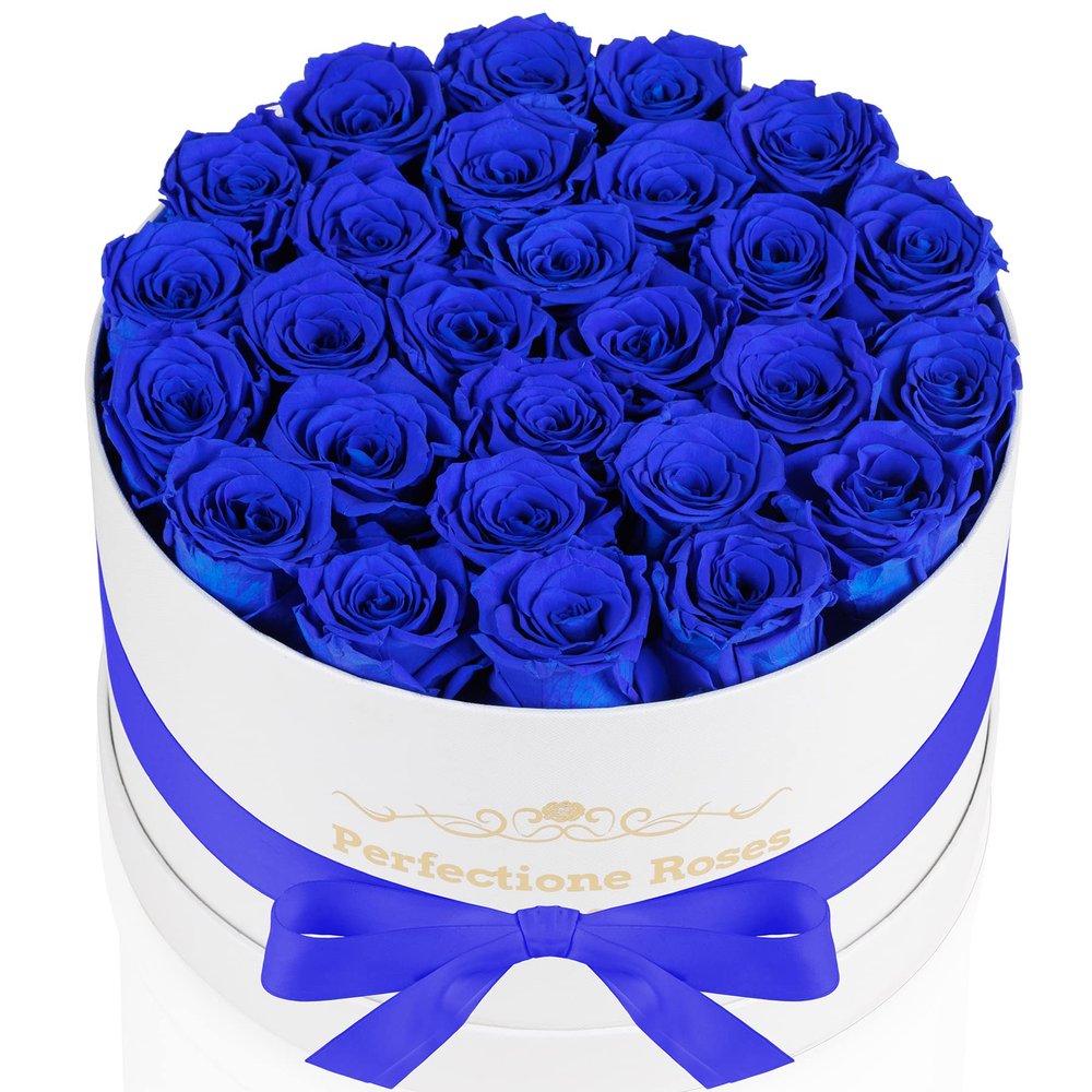 Perfectione Roses 27 Roses in a Box, Mothers Day Rose, Preserved Flowers for Her, Flowers for Delivery Birthday Gifts for Women (Royal Blue)