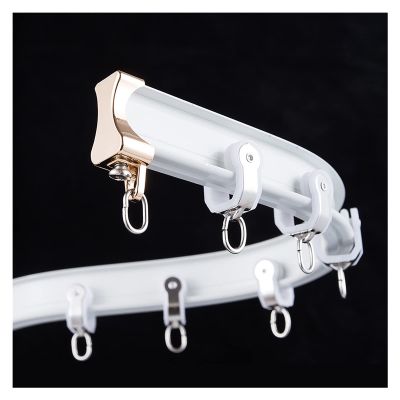 LZMZMQ White Aluminum Alloy Curtain Track System with Hooks, Bendable Curtain Rail Rod - for Balcony/Living Room/Bedroom, Ceiling/Wall Mount (Color : Ceiling Mount, Size : 8m/26.2ft)