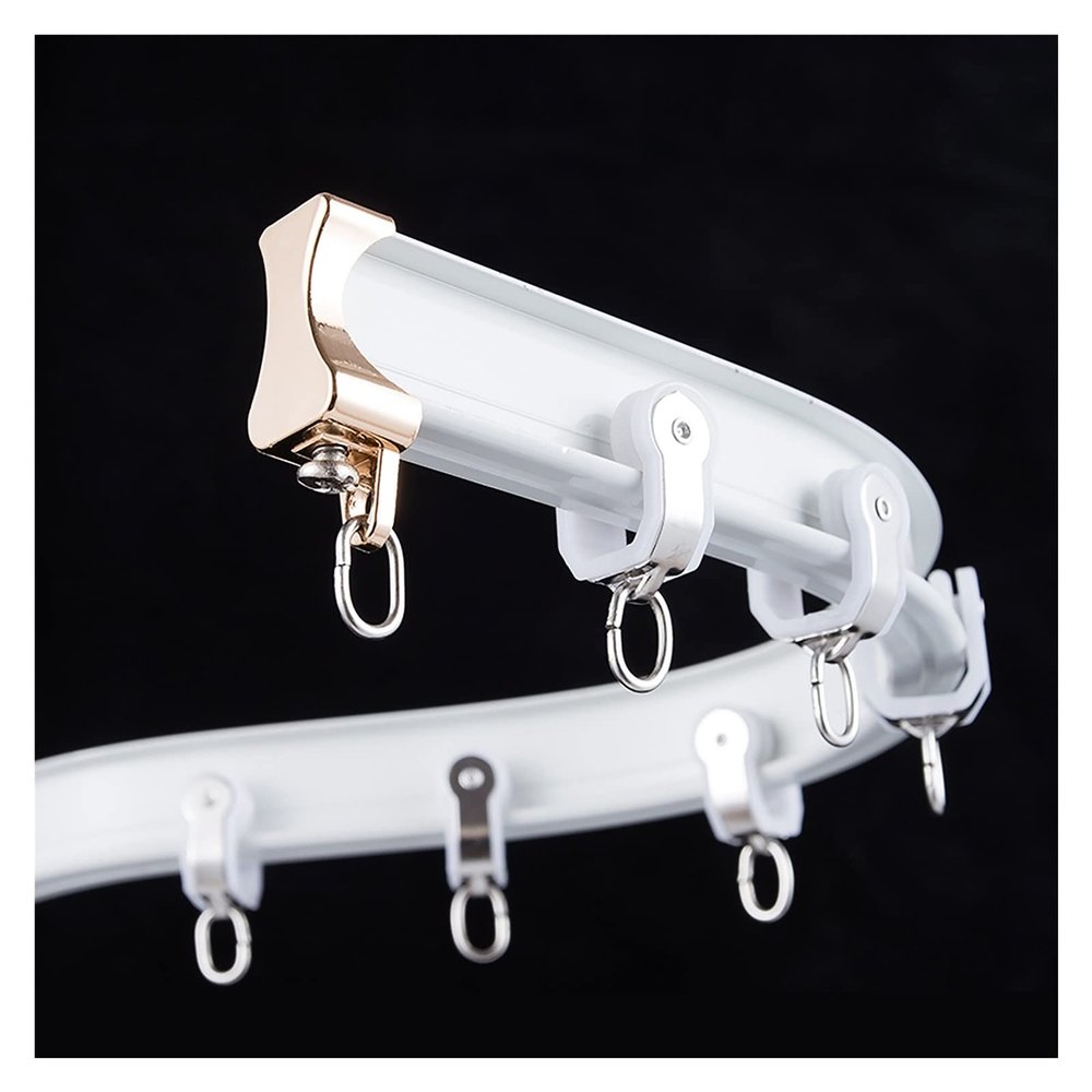 LZMZMQ White Aluminum Alloy Curtain Track System with Hooks, Bendable Curtain Rail Rod - for Balcony/Living Room/Bedroom, Ceiling/Wall Mount (Color : Ceiling Mount, Size : 8m/26.2ft)