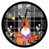 Round Art Clock Black Buffalo Plaid Gnome Scary Pumpkin Clocks Battery Operated Clock Happy Halloween Spooky Graveyard Clocks for Wall Halloween Magical Decor Clock for Living Room 15inch view 1