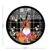 Round Art Clock Black Buffalo Plaid Gnome Scary Pumpkin Clocks Battery Operated Clock Happy Halloween Spooky Graveyard Clocks for Wall Halloween Magical Decor Clock for Living Room 15inch view 2