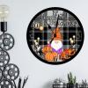 Round Art Clock Black Buffalo Plaid Gnome Scary Pumpkin Clocks Battery Operated Clock Happy Halloween Spooky Graveyard Clocks for Wall Halloween Magical Decor Clock for Living Room 15inch view 4