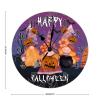 Spooky Graveyard Gnomes Pumpkin Bat Wooden Decorative Clocks Battery Operated Silent Wood Clock Happy Halloween Scary Night Wall Clock 15inch Round Wall Clock for Laundry Room Bedroom view 2