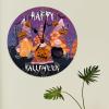 Spooky Graveyard Gnomes Pumpkin Bat Wooden Decorative Clocks Battery Operated Silent Wood Clock Happy Halloween Scary Night Wall Clock 15inch Round Wall Clock for Laundry Room Bedroom view 3