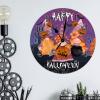 Spooky Graveyard Gnomes Pumpkin Bat Wooden Decorative Clocks Battery Operated Silent Wood Clock Happy Halloween Scary Night Wall Clock 15inch Round Wall Clock for Laundry Room Bedroom view 4