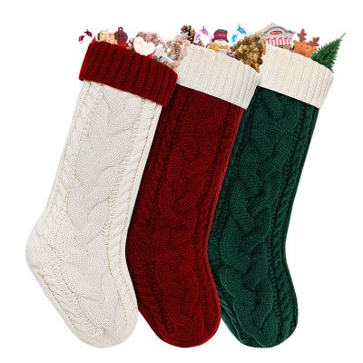 18" Large Size Cable Knit Christmas Stockings,Unique Xmas Stocking Decorations for Family Holiday Season Dcor
