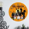 Round Clock for Wall Halloween Haunted House Gnome Clock Battery Operated Clock Halloween Full Moon Wooden Clocks Happy Halloween October 31 Clock for Living Room 15inch Housewarming Gift view 4