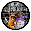Round Art Clock Black Buffalo Plaid Gnome Scary Pumpkin Wall Clock Battery Operated Clock Happy Halloween Spooky Graveyard Wooden Clocks Happy Boo Season Gnomes Clock for Living Room 10inch view 1