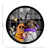 Round Art Clock Black Buffalo Plaid Gnome Scary Pumpkin Wall Clock Battery Operated Clock Happy Halloween Spooky Graveyard Wooden Clocks Happy Boo Season Gnomes Clock for Living Room 10inch view 2